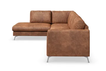 Ocean Lyx 4-seters Venstrevendt L-formet Sjeselongsofa i Kunstlær - Brun - Møbler - Sofaer - Sofaer med sjeselong - 4 seters sofa med divan