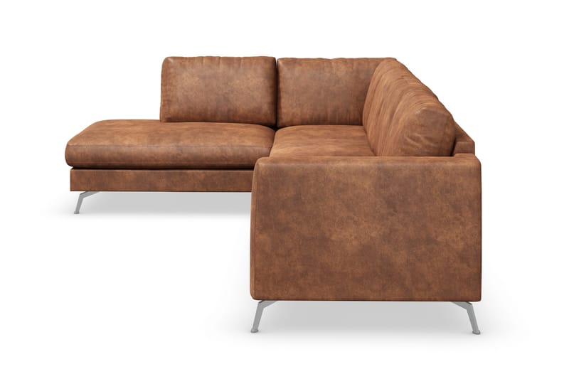 Ocean Lyx 4-seters Venstrevendt L-formet Sjeselongsofa i Kunstlær - Brun - Møbler - Sofaer - Sofaer med sjeselong - 4 seters sofa med divan
