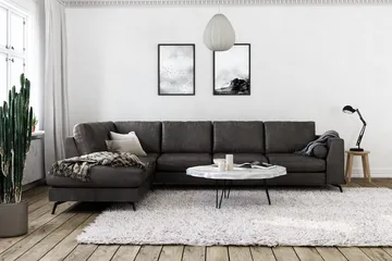 Ocean Lyx 4-seters Venstrevendt L-formet Sjeselongsofa i Kunstlær - Mørk grå - Møbler - Sofaer - Sofaer med sjeselong - 4 seters sofa med divan