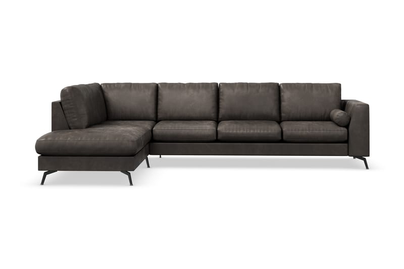 Ocean Lyx 4-seters Venstrevendt L-formet Sjeselongsofa i Kunstlær - Mørk grå - Møbler - Sofaer - Sofaer med sjeselong - 4 seters sofa med divan