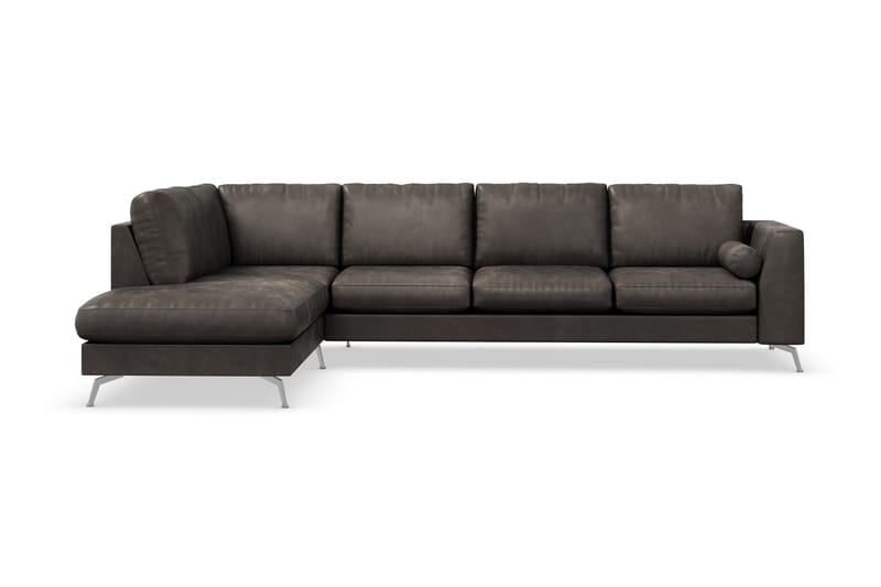 Ocean Lyx 4-seters Venstrevendt L-formet Sjeselongsofa i Kunstlær - Mørk grå - Møbler - Sofaer - Sofaer med sjeselong - 4 seters sofa med divan