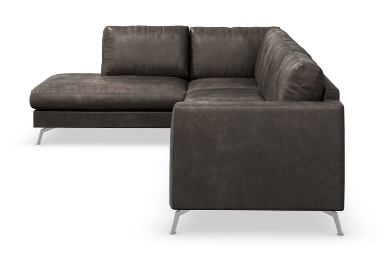 Ocean Lyx 4-seters Venstrevendt L-formet Sjeselongsofa i Kunstlær - Mørk grå - Møbler - Sofaer - Sofaer med sjeselong - 4 seters sofa med divan