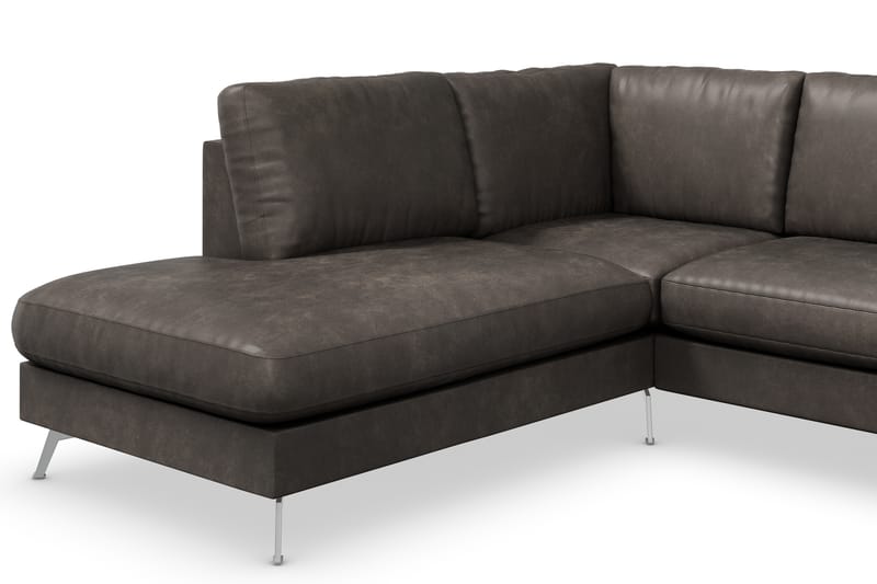 Ocean Lyx 4-seters Venstrevendt L-formet Sjeselongsofa i Kunstlær - Mørk grå - Møbler - Sofaer - Sofaer med sjeselong - 4 seters sofa med divan