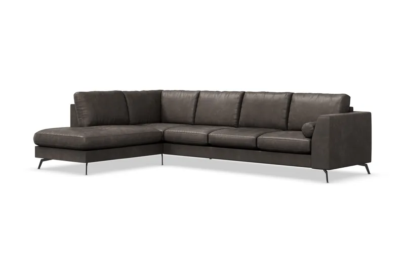 Ocean Lyx 4-seters Venstrevendt L-formet Sjeselongsofa i Kunstlær - Mørk grå - Møbler - Sofaer - Sofaer med sjeselong - 4 seters sofa med divan