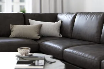 Ocean Lyx 4-seters Venstrevendt L-formet Sjeselongsofa i Kunstlær - Mørk grå - Møbler - Sofaer - Sofaer med sjeselong - 4 seters sofa med divan