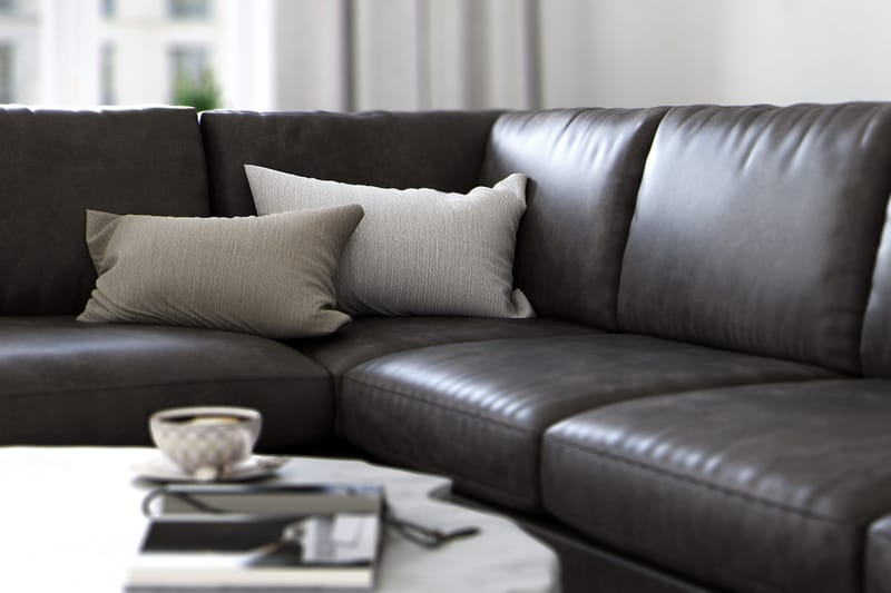 Ocean Lyx 4-seters Venstrevendt L-formet Sjeselongsofa i Kunstlær - Mørk grå - Møbler - Sofaer - Sofaer med sjeselong - 4 seters sofa med divan