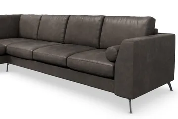 Ocean Lyx 4-seters Venstrevendt L-formet Sjeselongsofa i Kunstlær - Mørk grå - Møbler - Sofaer - Sofaer med sjeselong - 4 seters sofa med divan