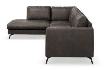 Ocean Lyx 4-seters Venstrevendt L-formet Sjeselongsofa i Kunstlær - Mørk grå - Møbler - Sofaer - Sofaer med sjeselong - 4 seters sofa med divan
