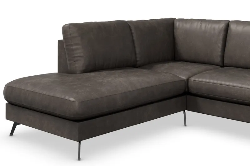 Ocean Lyx 4-seters Venstrevendt L-formet Sjeselongsofa i Kunstlær - Mørk grå - Møbler - Sofaer - Sofaer med sjeselong - 4 seters sofa med divan
