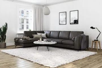 Ocean Lyx 4-seters Venstrevendt L-formet Sjeselongsofa i Kunstlær - Mørk grå - Møbler - Sofaer - Sofaer med sjeselong - 4 seters sofa med divan