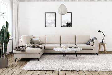 Ocean Lyx 4-seters Venstrevendt L-formet Sjeselongsofa i Stoff - Beige - Møbler - Sofaer - Sofaer med sjeselong - 4 seters sofa med divan