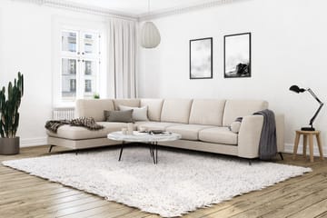 Ocean Lyx 4-seters Venstrevendt L-formet Sjeselongsofa i Stoff - Beige - Møbler - Sofaer - Sofaer med sjeselong - 4 seters sofa med divan