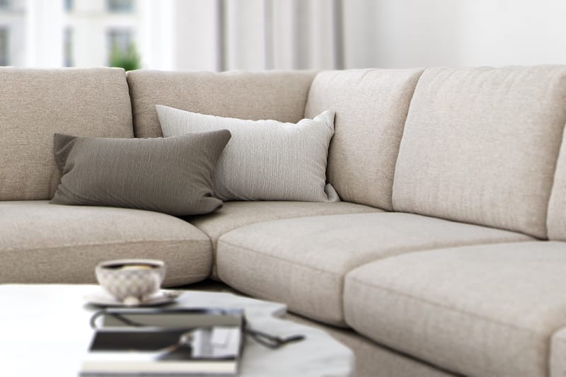 Ocean Lyx 4-seters Venstrevendt L-formet Sjeselongsofa i Stoff - Beige - Møbler - Sofaer - Sofaer med sjeselong - 4 seters sofa med divan