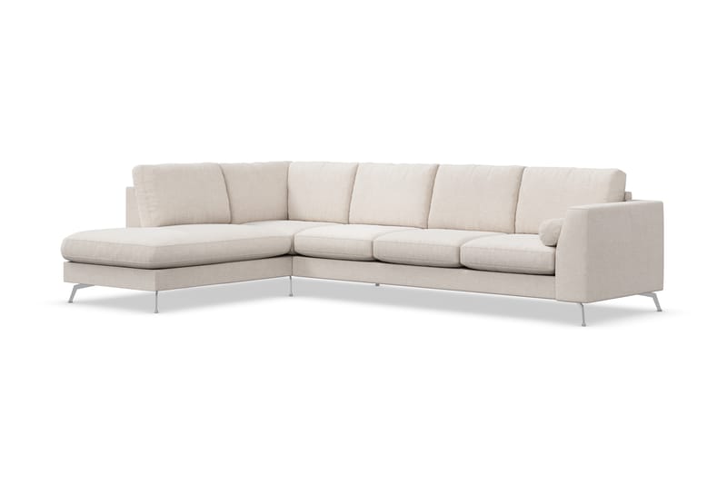 Ocean Lyx 4-seters Venstrevendt L-formet Sjeselongsofa i Stoff - Beige - Møbler - Sofaer - Sofaer med sjeselong - 4 seters sofa med divan