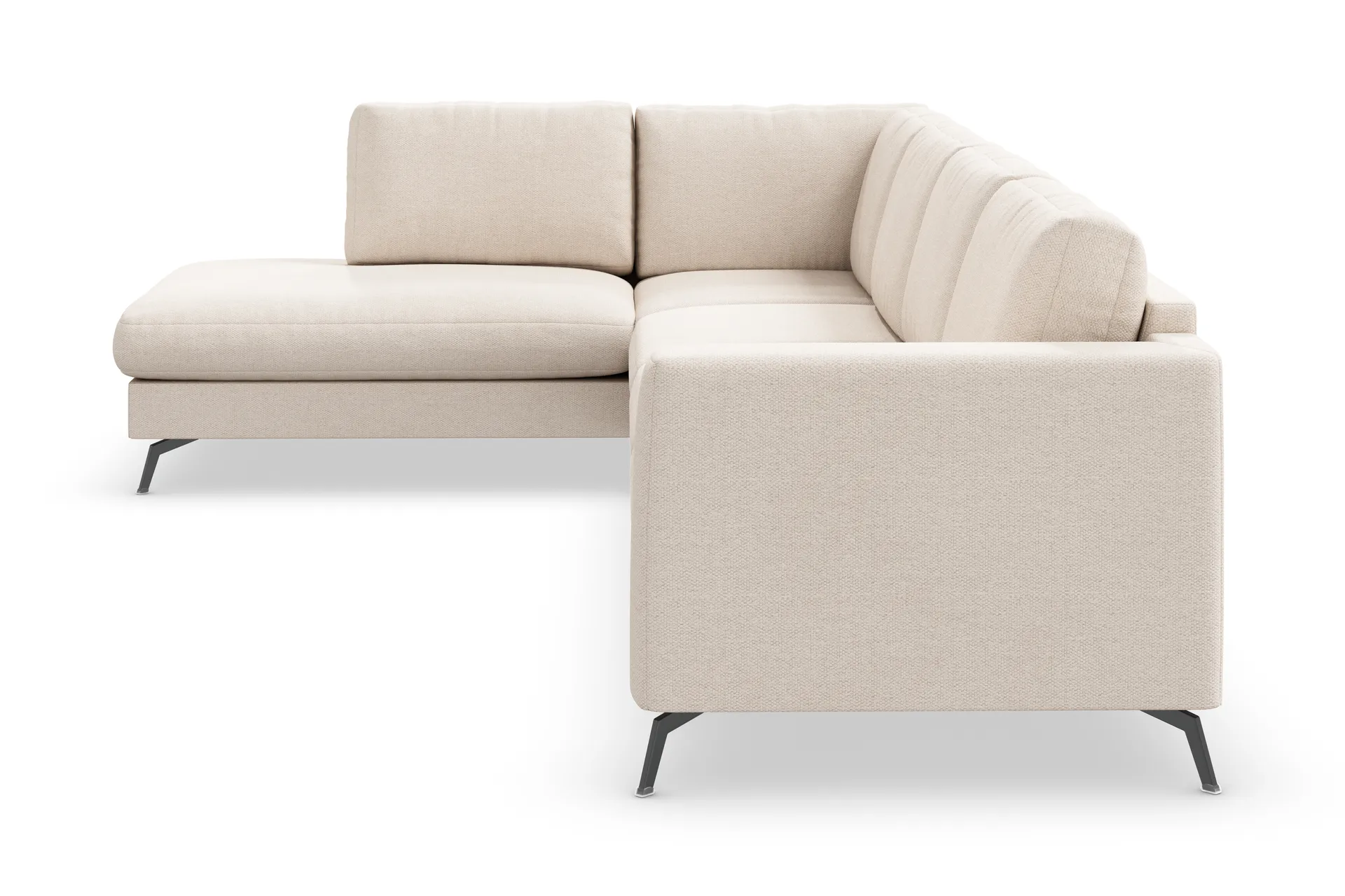 Ocean Lyx 4-seters Venstrevendt L-formet Sjeselongsofa i Stoff - Beige - Møbler - Sofaer - Sofaer med sjeselong - 4 seters sofa med divan