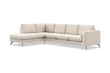 Ocean Lyx 4-seters Venstrevendt L-formet Sjeselongsofa i Stoff - Beige - Møbler - Sofaer - Sofaer med sjeselong - 4 seters sofa med divan