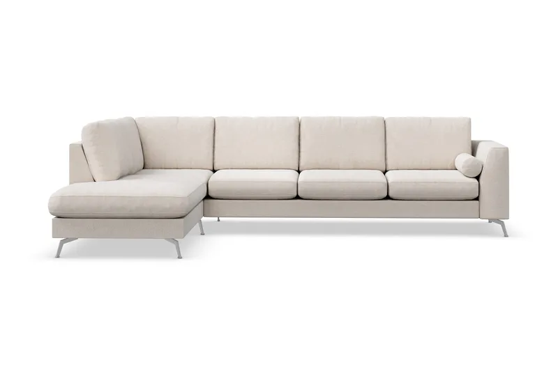 Ocean Lyx 4-seters Venstrevendt L-formet Sjeselongsofa i Stoff - Beige - Møbler - Sofaer - Sofaer med sjeselong - 4 seters sofa med divan