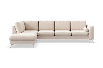 Ocean Lyx 4-seters Venstrevendt L-formet Sjeselongsofa i Stoff - Beige - Møbler - Sofaer - Sofaer med sjeselong - 4 seters sofa med divan