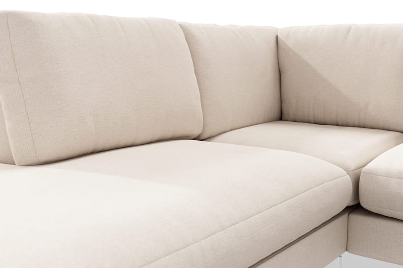 Ocean Lyx 4-seters Venstrevendt L-formet Sjeselongsofa i Stoff - Beige - Møbler - Sofaer - Sofaer med sjeselong - 4 seters sofa med divan