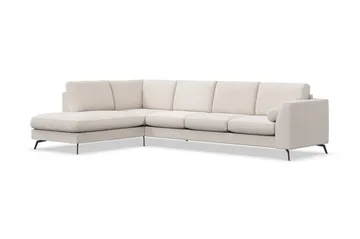 Ocean Lyx 4-seters Venstrevendt L-formet Sjeselongsofa i Stoff - Beige - Møbler - Sofaer - Sofaer med sjeselong - 4 seters sofa med divan