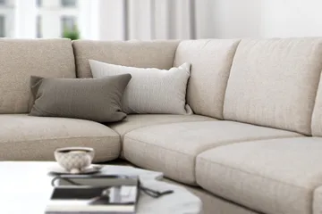 Ocean Lyx 4-seters Venstrevendt L-formet Sjeselongsofa i Stoff - Beige - Møbler - Sofaer - Sofaer med sjeselong - 4 seters sofa med divan