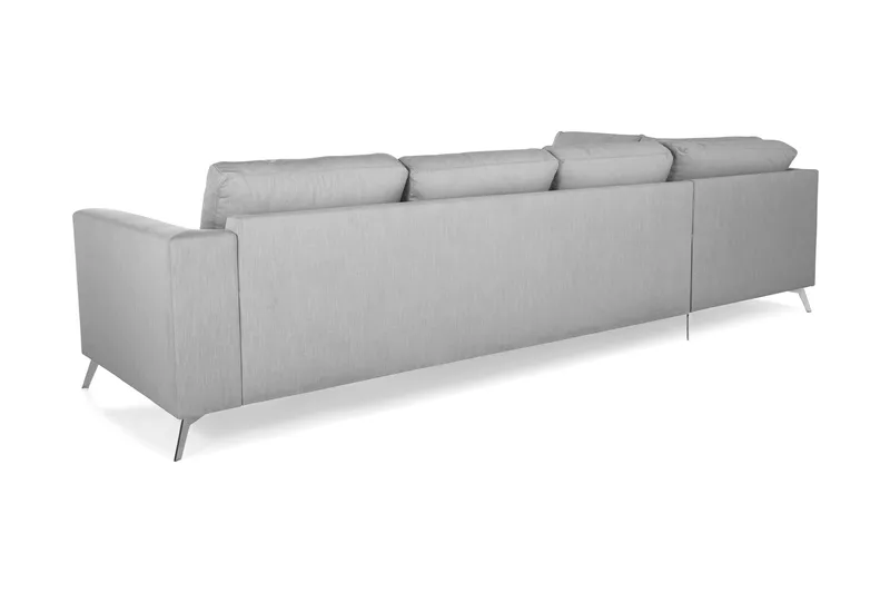 Ocean Lyx 4-seters Venstrevendt L-formet Sjeselongsofa i Stoff - Grå - Møbler - Sofaer - Sofaer med sjeselong - 4 seters sofa med divan