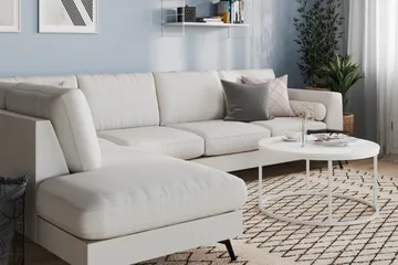 Ocean Lyx 4-seters Venstrevendt L-formet Sjeselongsofa i Stoff - Lys grå - Møbler - Sofaer - Sofaer med sjeselong - 4 seters sofa med divan