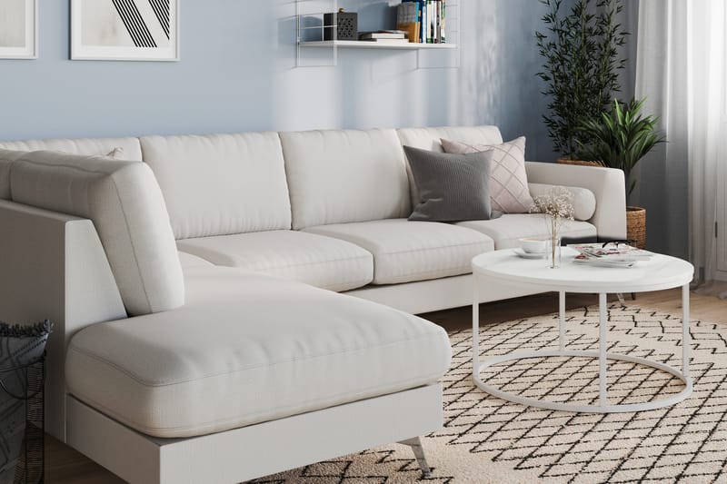 Ocean Lyx 4-seters Venstrevendt L-formet Sjeselongsofa i Stoff - Lys grå - Møbler - Sofaer - Sofaer med sjeselong - 4 seters sofa med divan
