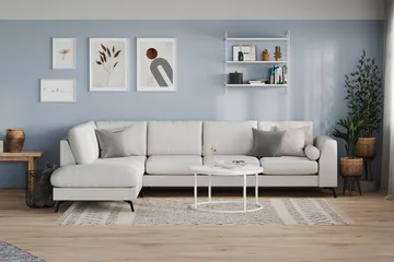 Ocean Lyx 4-seters Venstrevendt L-formet Sjeselongsofa i Stoff - Lys grå - Møbler - Sofaer - Sofaer med sjeselong - 4 seters sofa med divan