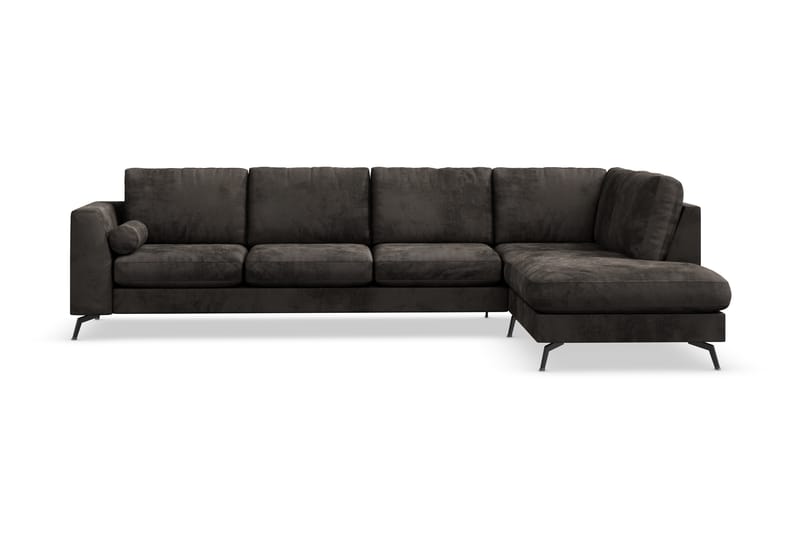 Ocean Lyx 5-seters Høyrevendt L-formet Sjeselongsofa i Fløyel - Mørk grå - Møbler - Sofaer - Sofaer med sjeselong - 4 seters sofa med divan