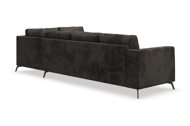 Ocean Lyx 5-seters Høyrevendt L-formet Sjeselongsofa i Fløyel - Mørk grå - Møbler - Sofaer - Sofaer med sjeselong - 4 seters sofa med divan