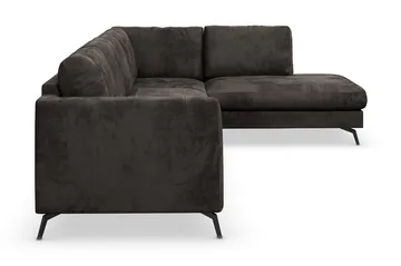 Ocean Lyx 5-seters Høyrevendt L-formet Sjeselongsofa i Fløyel - Mørk grå - Møbler - Sofaer - Sofaer med sjeselong - 4 seters sofa med divan