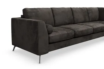 Ocean Lyx 5-seters Høyrevendt L-formet Sjeselongsofa i Fløyel - Mørk grå - Møbler - Sofaer - Sofaer med sjeselong - 4 seters sofa med divan