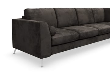Ocean Lyx 5-seters Høyrevendt L-formet Sjeselongsofa i Fløyel - Mørk grå - Møbler - Sofaer - Sofaer med sjeselong - 4 seters sofa med divan