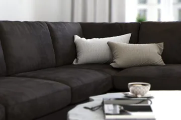 Ocean Lyx 5-seters Høyrevendt L-formet Sjeselongsofa i Fløyel - Mørk grå - Møbler - Sofaer - Sofaer med sjeselong - 4 seters sofa med divan