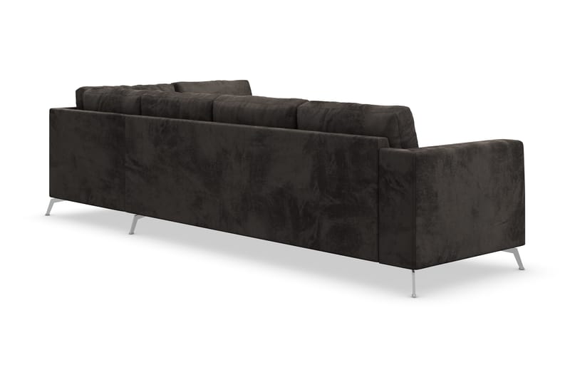 Ocean Lyx 5-seters Høyrevendt L-formet Sjeselongsofa i Fløyel - Mørk grå - Møbler - Sofaer - Sofaer med sjeselong - 4 seters sofa med divan