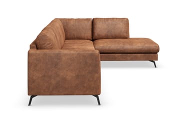 Ocean Lyx 5-seters Høyrevendt L-formet Sjeselongsofa i Kunstlær - Brun - Møbler - Sofaer - Sofaer med sjeselong - 4 seters sofa med divan