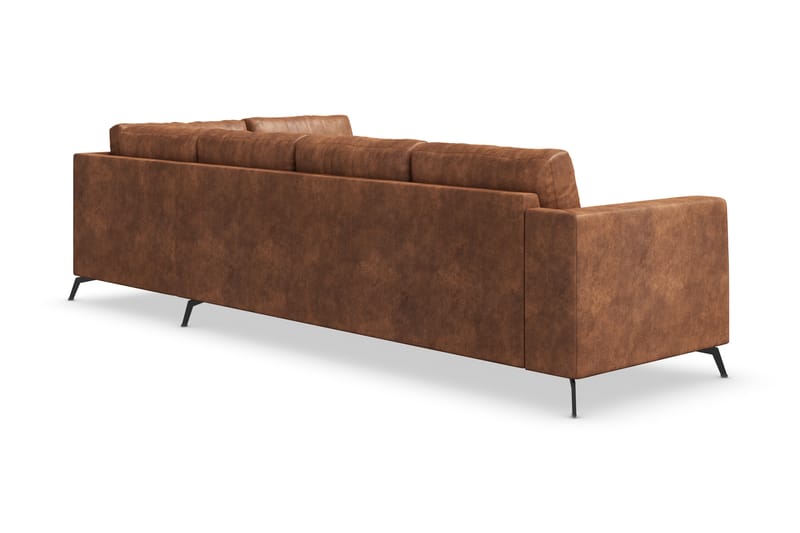 Ocean Lyx 5-seters Høyrevendt L-formet Sjeselongsofa i Kunstlær - Brun - Møbler - Sofaer - Sofaer med sjeselong - 4 seters sofa med divan