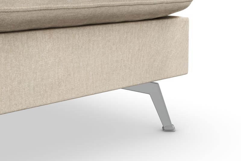 Ocean Lyx 6-seters Høyrevendt U-formet Sofa med Divan og Sjeselong + Fotskammel i Fløyel - Beige - Møbler - Sofaer - Sofaer med sjeselong