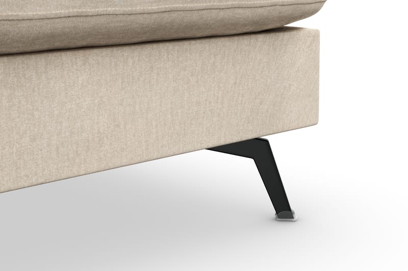 Ocean Lyx 6-seters Høyrevendt U-formet Sofa med Divan og Sjeselong + Fotskammel i Fløyel - Beige - Møbler - Sofaer - Sofaer med sjeselong