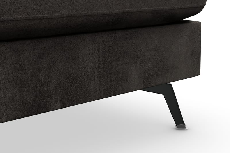 Ocean Lyx 6-seters Høyrevendt U-formet Sofa med Divan og Sjeselong + Fotskammel i Fløyel - Mørk grå - Møbler - Sofaer - Sofaer med sjeselong