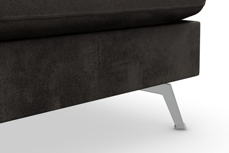 Ocean Lyx 6-seters Høyrevendt U-formet Sofa med Divan og Sjeselong + Fotskammel i Fløyel - Mørk grå - Møbler - Sofaer - Sofaer med sjeselong