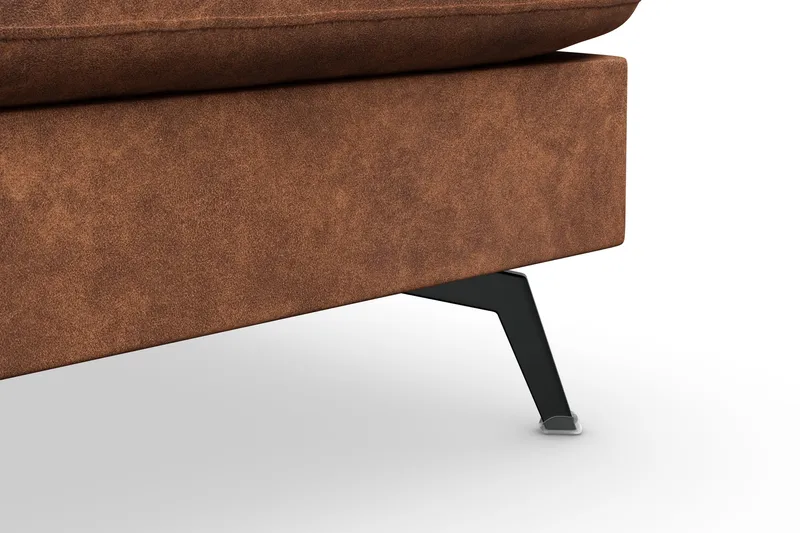 Ocean Lyx 6-seters Høyrevendt U-formet Sofa med Divan og Sjeselong + Fotskammel i Kunstlær - Brun - Møbler - Sofaer - Skinnsofaer