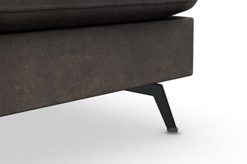 Ocean Lyx 6-seters Høyrevendt U-formet Sofa med Divan og Sjeselong + Fotskammel i Kunstlær - Mørk grå - Møbler - Sofaer - Sofaer med sjeselong