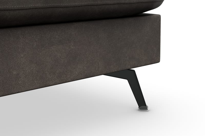 Ocean Lyx 6-seters Høyrevendt U-formet Sofa med Divan og Sjeselong + Fotskammel i Kunstlær - Mørk grå - Møbler - Sofaer - Sofaer med sjeselong