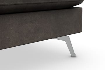 Ocean Lyx 6-seters Høyrevendt U-formet Sofa med Divan og Sjeselong + Fotskammel i Kunstlær - Mørk grå - Møbler - Sofaer - Sofaer med sjeselong