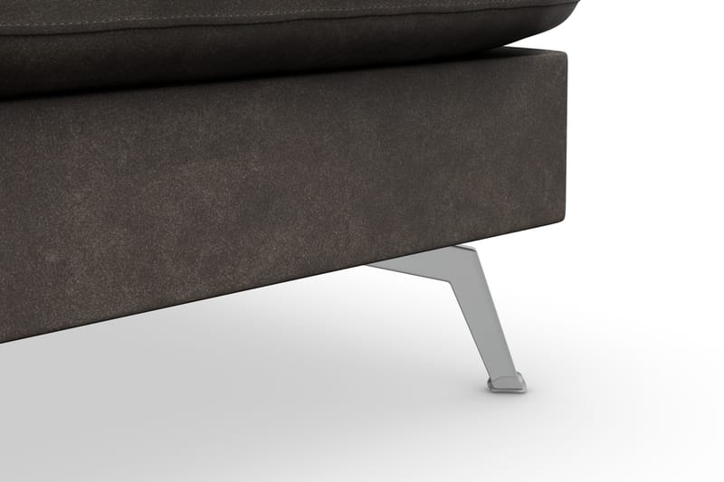 Ocean Lyx 6-seters Høyrevendt U-formet Sofa med Divan og Sjeselong + Fotskammel i Kunstlær - Mørk grå - Møbler - Sofaer - Sofaer med sjeselong