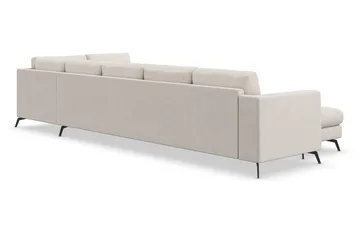 Ocean Lyx 6-seters Høyrevendt U-formet Sofa med Divan og Sjeselong + Fotskammel i Stoff - Beige - Møbler - Sofaer - U-sofa