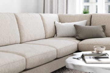 Ocean Lyx 6-seters Høyrevendt U-formet Sofa med Divan og Sjeselong + Fotskammel i Stoff - Beige - Møbler - Sofaer - Sofaer med sjeselong