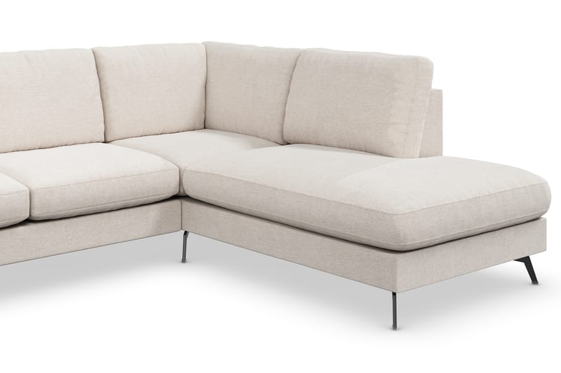 Ocean Lyx 6-seters Høyrevendt U-formet Sofa med Divan og Sjeselong + Fotskammel i Stoff - Beige - Møbler - Sofaer - Sofaer med sjeselong